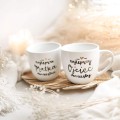 Zestaw 2 Białych Kubków Porcelanowych 300 ml - Napisy Najlepszy Ojciec Chrzestny i Najlepsza Matka Chrzestna z Motywem Złotego Serca na Chrzest dla Rodziców Chrzestnych Eleganckie opakowanie prezentowe zestawu porcelanowego ze złotym sercem Nadzwyczajnie.pl — kubków 300 ml - Najlepszy