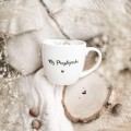 Biały kubek porcelanowy 300 ml - motyw złotego serca i napisu dzień dobry mój przystojniaku dla partnera na walentynki Eleganckie opakowanie prezentowe kubka porcelanowego ze złotym sercem Nadzwyczajnie.pl — Dzień dobry Mój przystojniaku