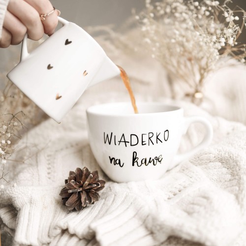 Biały Kubek Porcelanowy 500 ml - Napis Wiaderko Na Kawę dla Kawosza na Urodziny