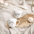 Biały kubek porcelanowy z personalizacją 300 ml - motyw złotego serca z napisem Teść od dla teścia na każdą okazję Personalizowany kubek porcelanowy ze złotym sercem jako idealny prezent — porcelana premium Nadzwyczajnie.pl