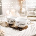 Filiżanka 250 ml ze spodkiem - Teściowa idealna ZŁOTE SERCE Personalizowany filiżanka porcelanowa ze złotym sercem jako idealny prezent — porcelana premium Nadzwyczajnie.pl