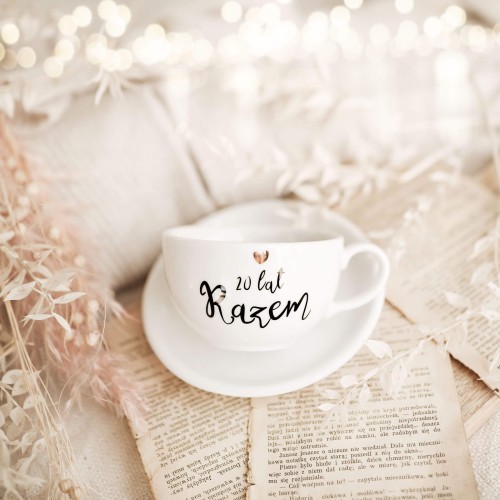 Filiżanka 250 ml ze spodkiem - X Lat razem ZŁOTE SERCE