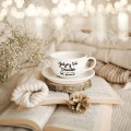 Filiżanka 250 ml ze spodkiem - Jedyny taki dziadek na świecie ZŁOTE SERCE Biały filiżanka porcelanowa Nadzwyczajnie.pl ze złotym sercem i napisem ze spodkiem - Jedyny taki dziadek na świecie — 250 ml