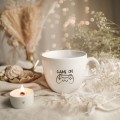 Biały kubek porcelanowy 1 litra - Motyw game on over na urodziny dla gracza Biały kubek porcelanowy Nadzwyczajnie.pl ze złotym zdobieniem i napisem Kubek 1 litr - Game on/over