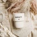 Kubek 300 ml bez ucha - Namaste Kubek porcelanowy ze złotym zdobieniem bez ucha - Namaste Nadzwyczajnie.pl — widok z boku na białym tle