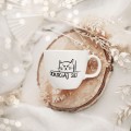 Biały kubek porcelanowy 1 litr - zabawny napis odkociaj się dla miłośnika kotów na urodziny Kubek porcelanowy ze złotym zdobieniem Kubek 1 litr - ODKOCIAJ SIĘ! Nadzwyczajnie.pl — widok z boku na białym tle