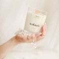 Świeca sojowa w szklance 240 ml - Wolność PROSECCO Biały świeca sojowa w szklanym słoiku Nadzwyczajnie.pl ze złotym zdobieniem i napisem sojowa w szklance 240 ml - Wolność