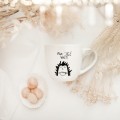 Kubek 300 ml - Nie jeż się! Zbliżenie na złote zdobienie na białym kubku porcelanowym Nie jeż się! Nadzwyczajnie.pl