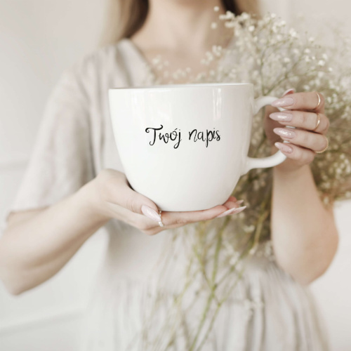 Biały Kubek Porcelanowy z Personalizacją 1 litra - Twój Napis dla Bliskiej Osoby na Każdą Okazję