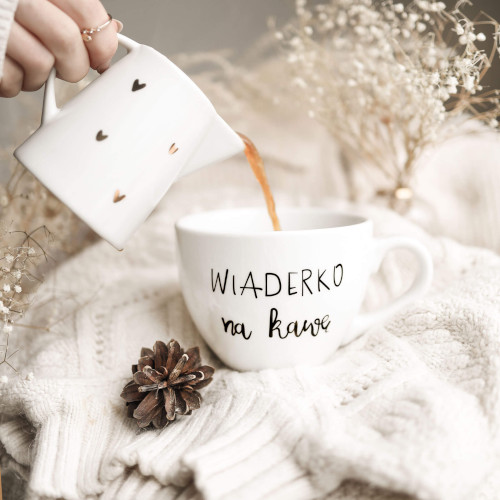 Biały Kubek Porcelanowy 500 ml - Napis Wiaderko Na Kawę dla Kawosza na Urodziny